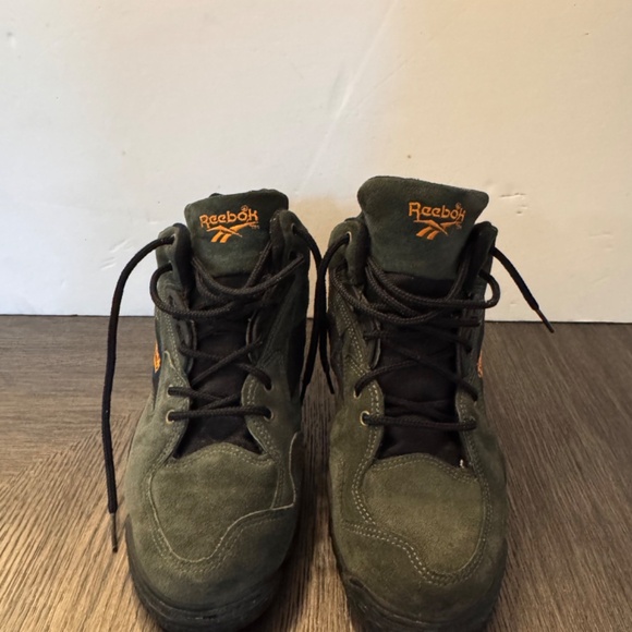 Vintage Reebok Virazon II Leather Hiking Sneakers Shoes 1990s Green Suede SIZE 8 - Picture 7 of 8